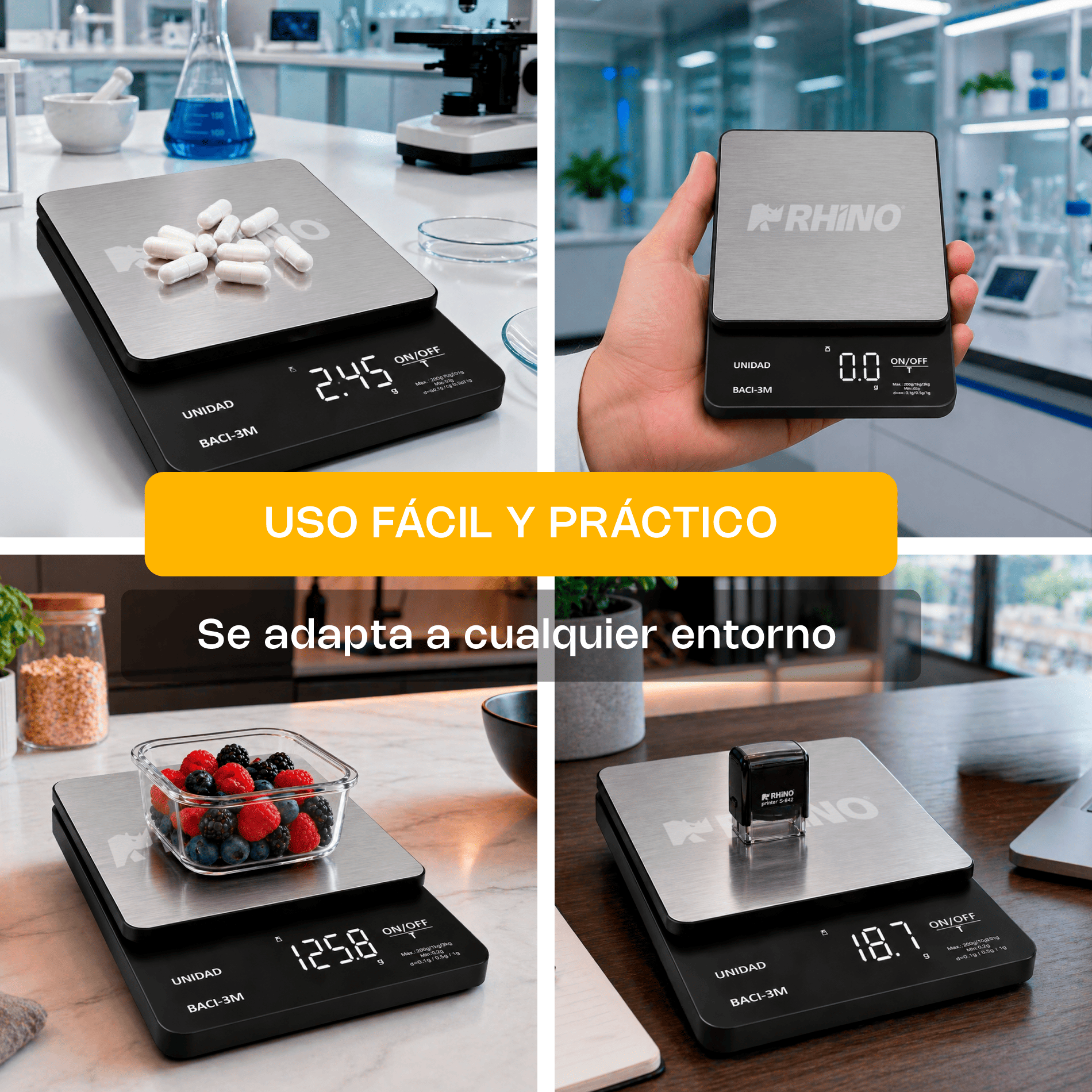 Báscula Digital de Precisión de 0.1 g con Capacidad de 3 kg