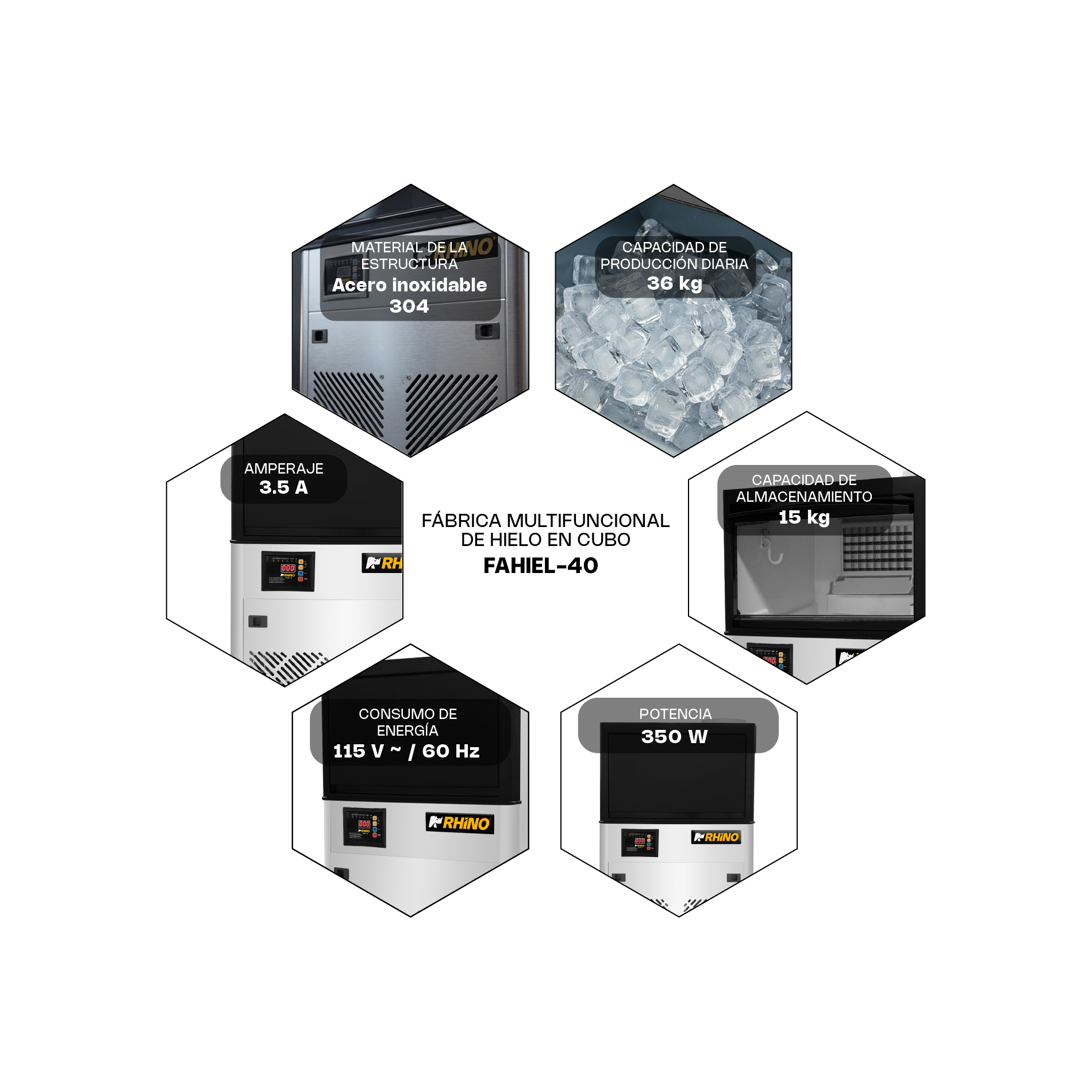 Fábrica Multifuncional de Hielo en Cubo 40 kg