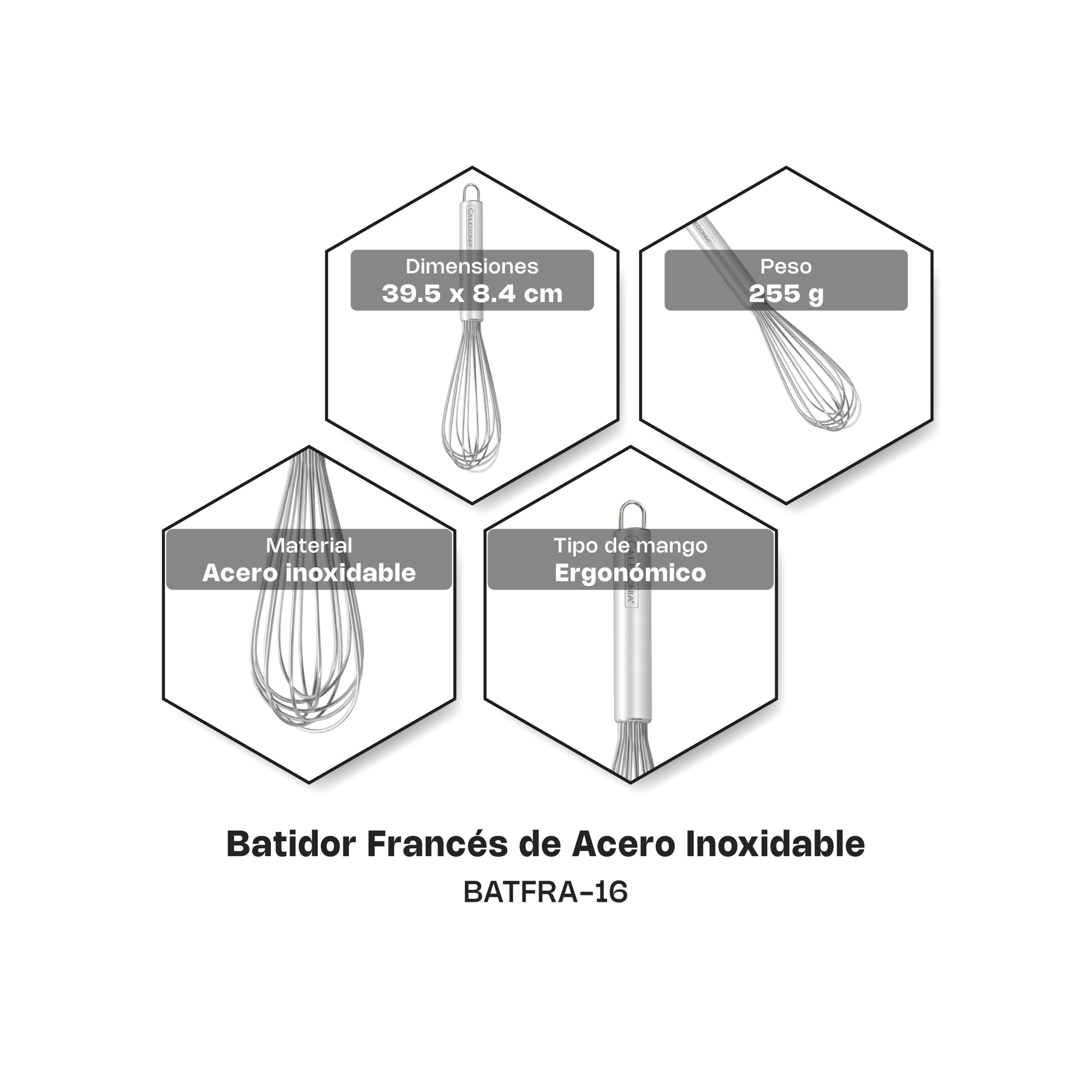 Batidor Francés de Acero Inoxidable 16"
