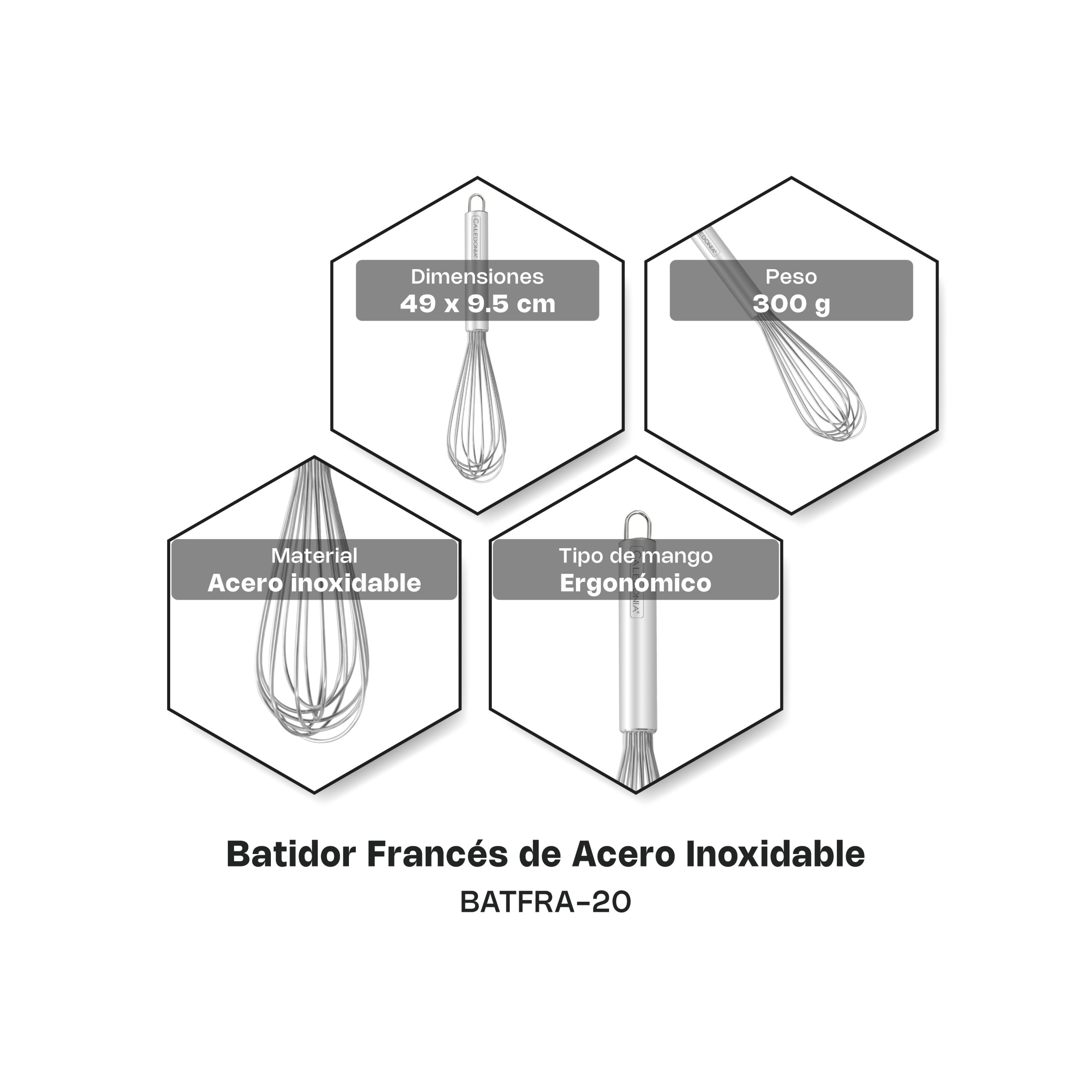 Batidor Francés de Acero Inoxidable 20"