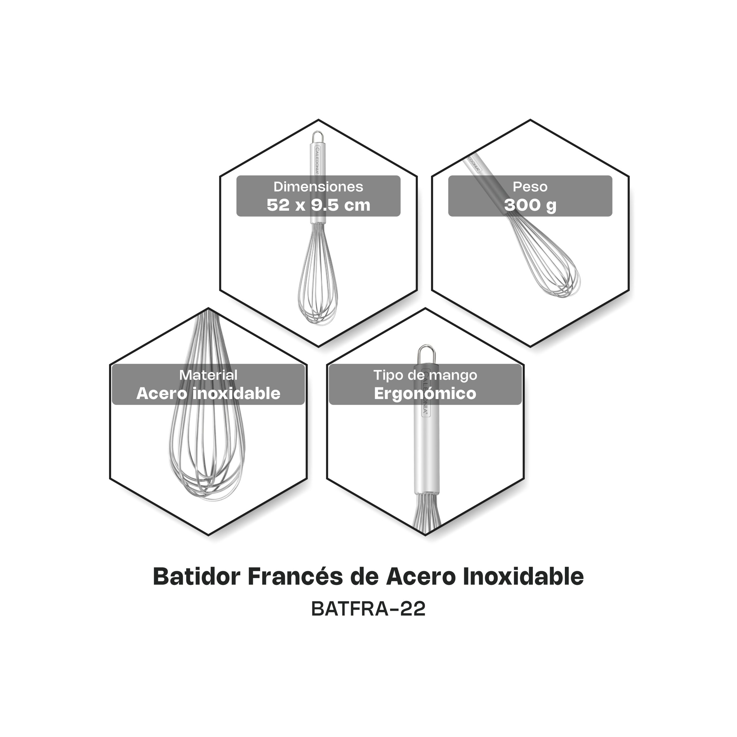 Batidor Francés de Acero Inoxidable 22"