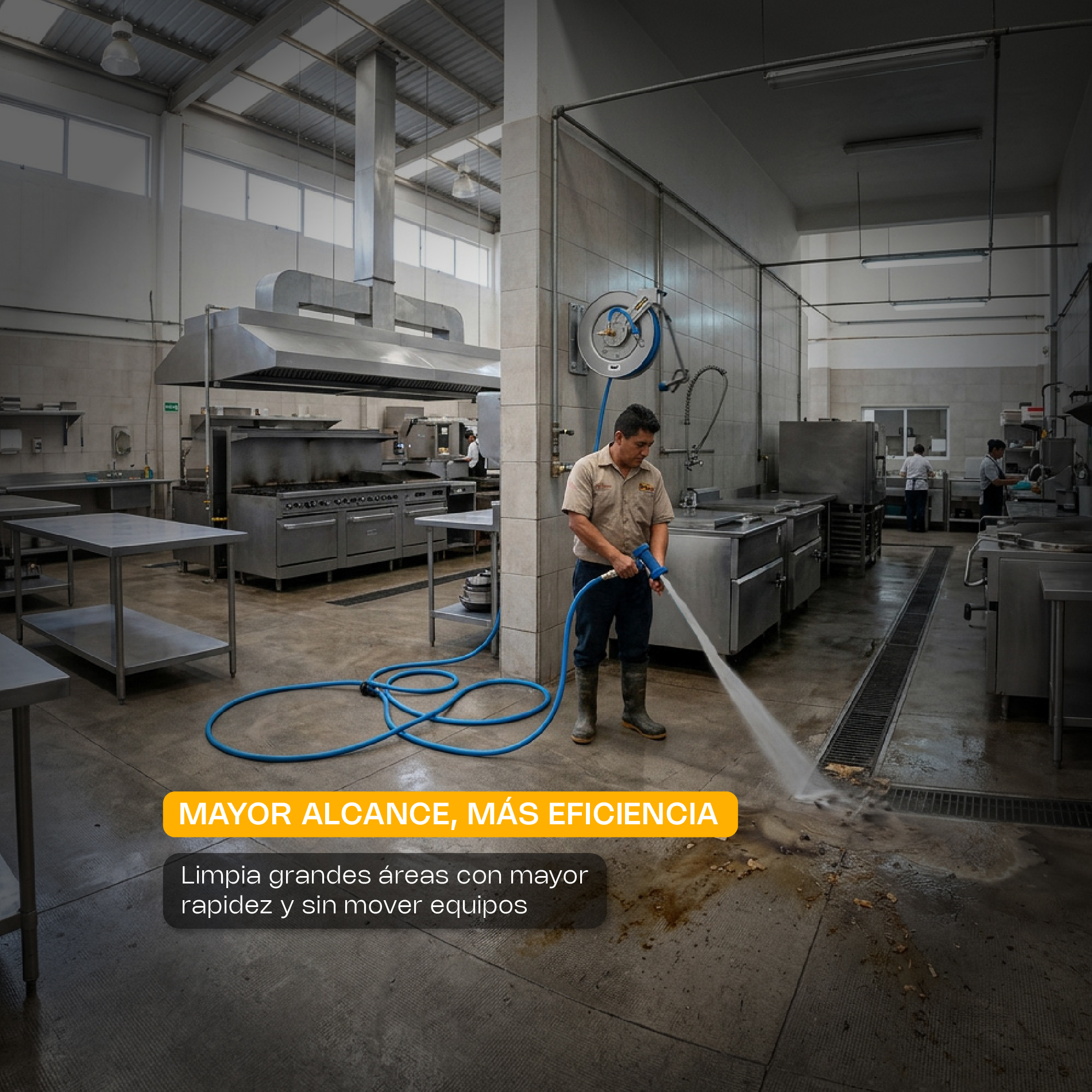 Manguera con Pistola y Carrete Retráctil Acero Inoxidable 10 m