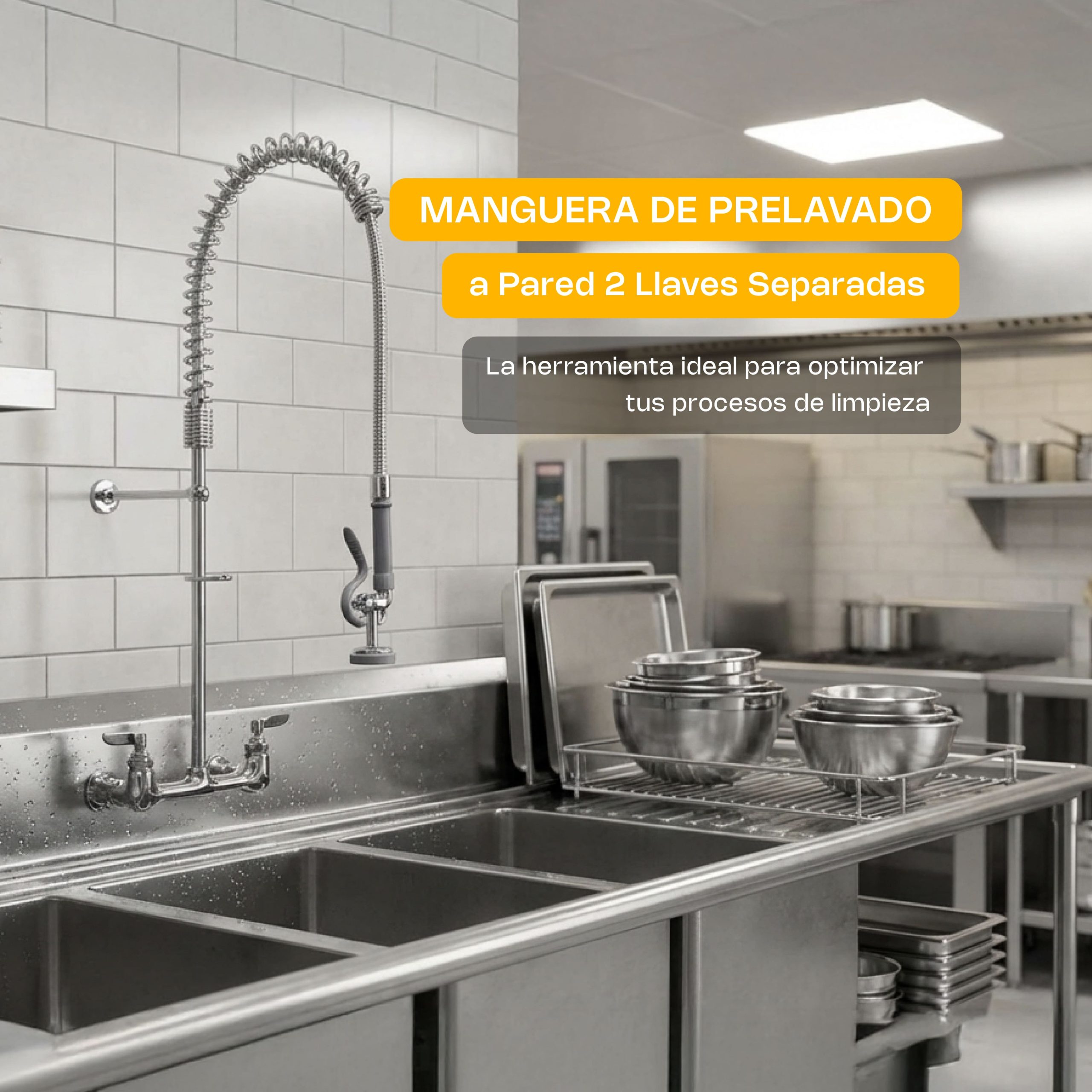 Manguera de Prelavado a Pared con 2 Llaves Separadas