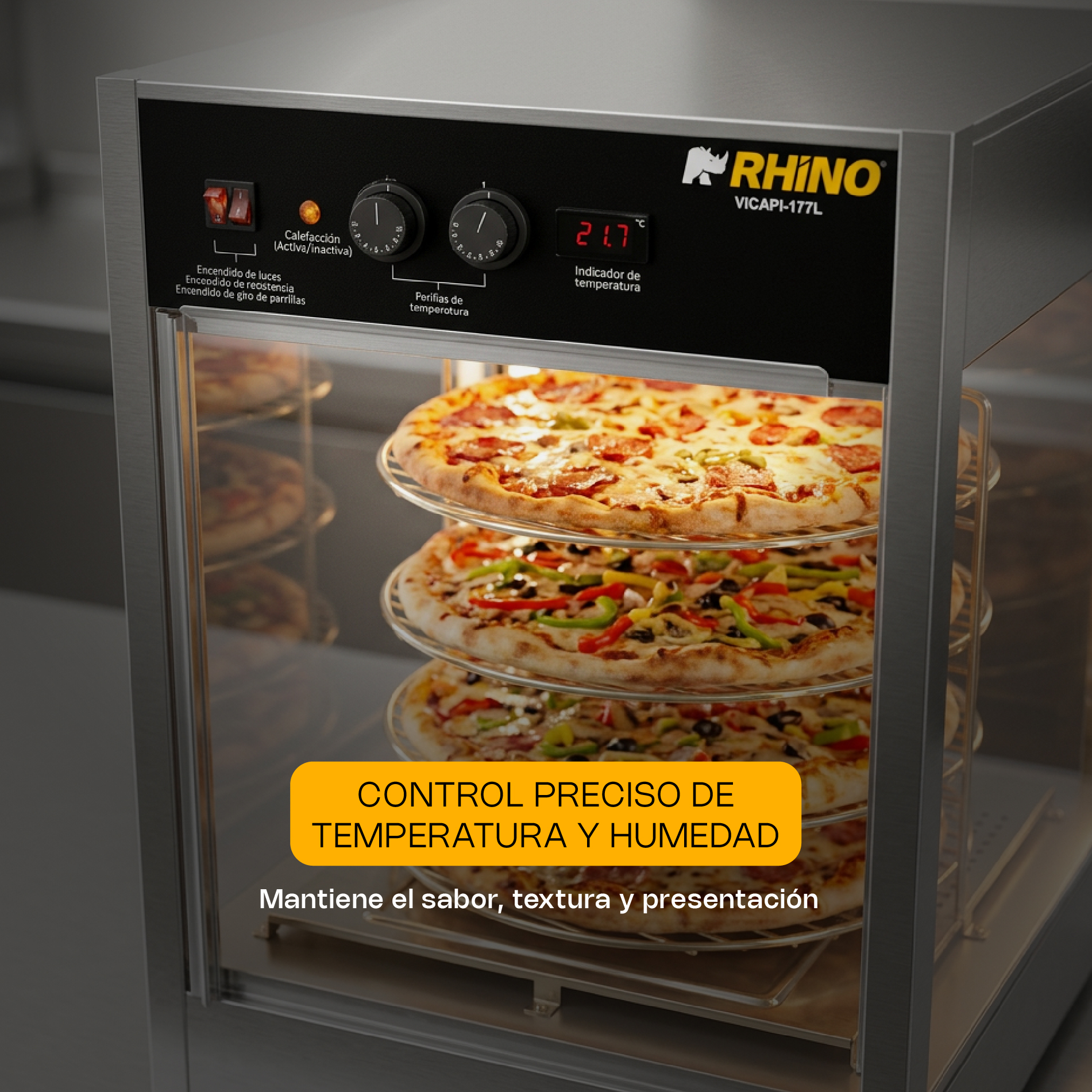 Vitrina Calentadora de Pizza 177L