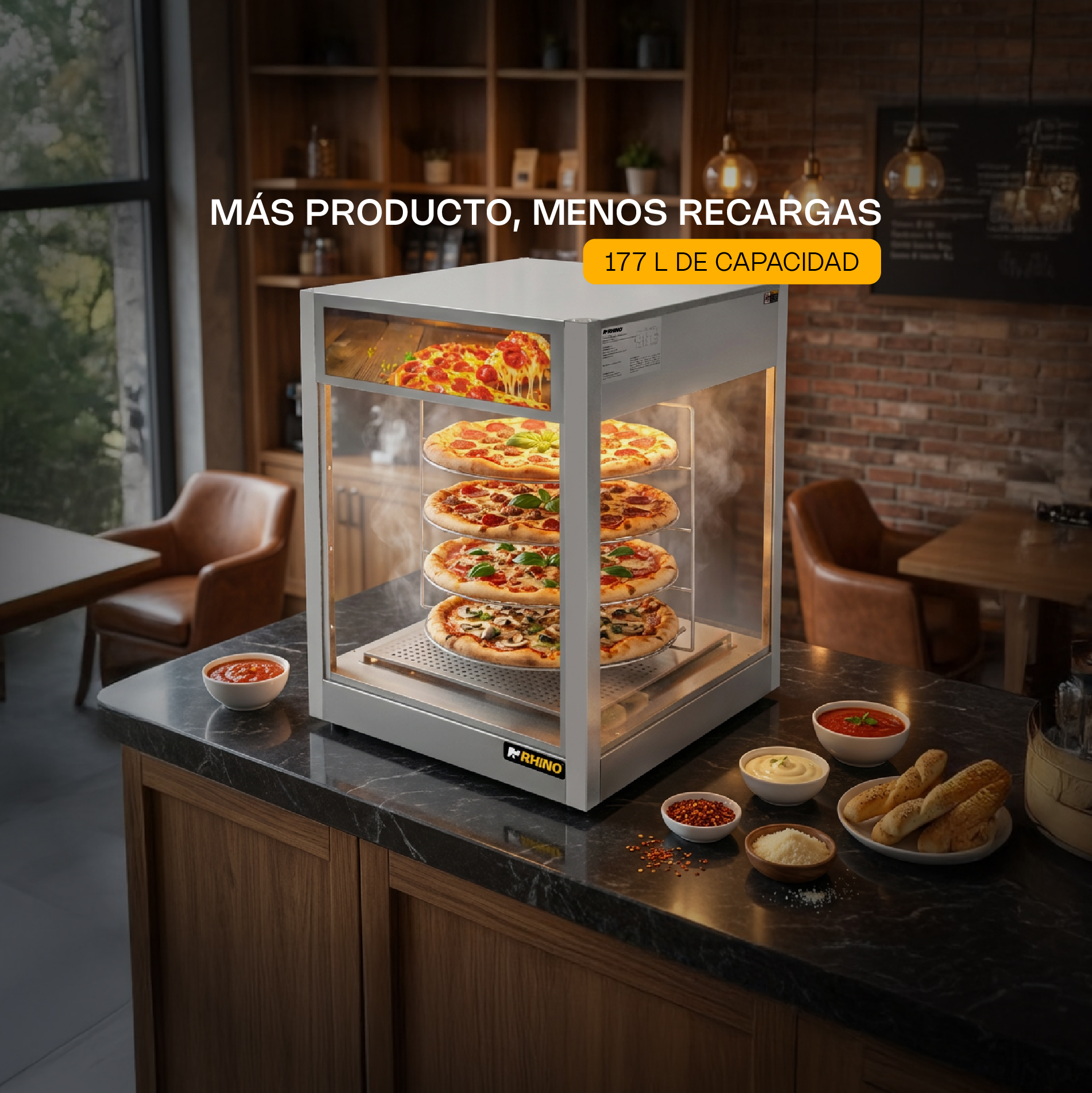 Vitrina Calentadora de Pizza 177L