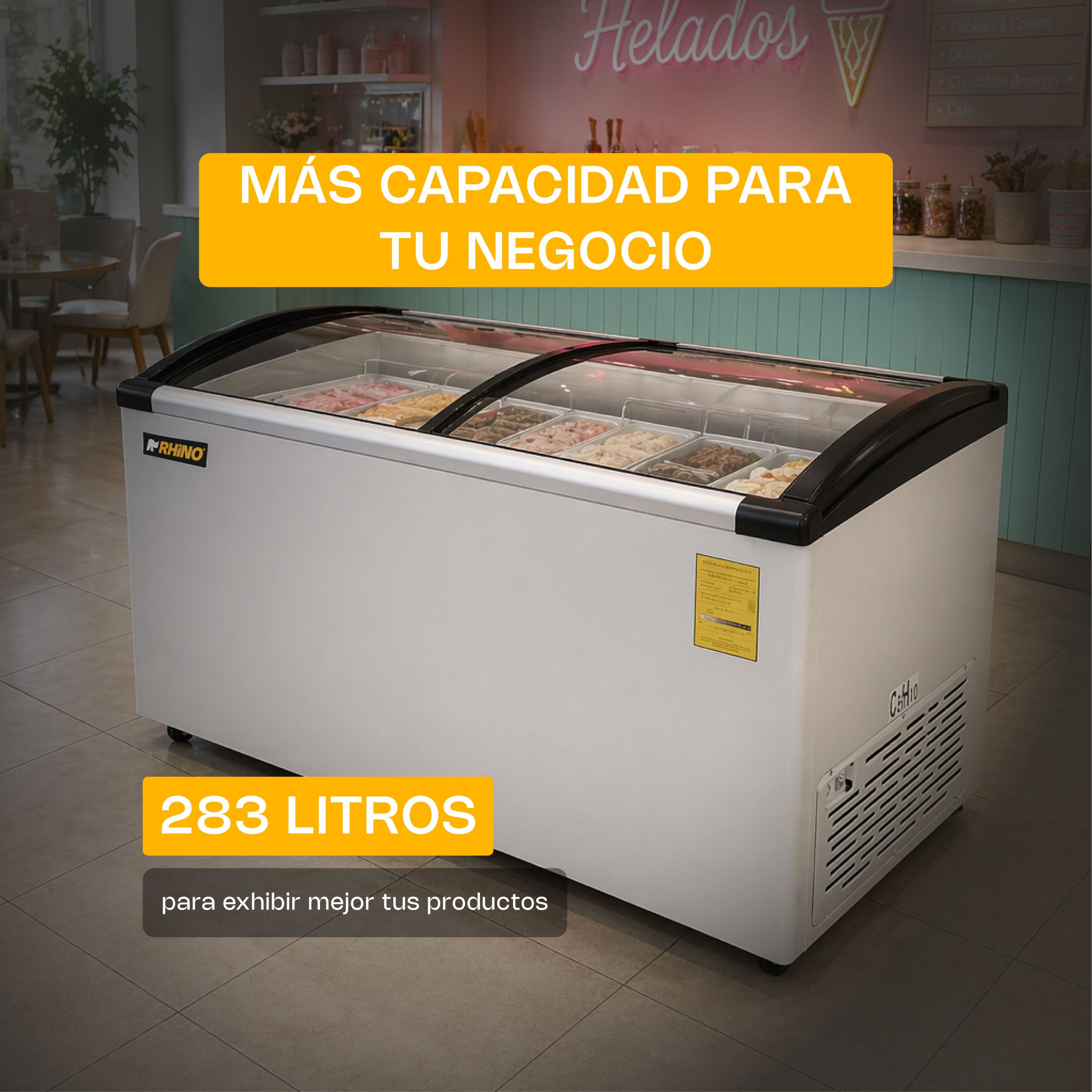 Congelador Tapa de Cristal Curvo 10 pies