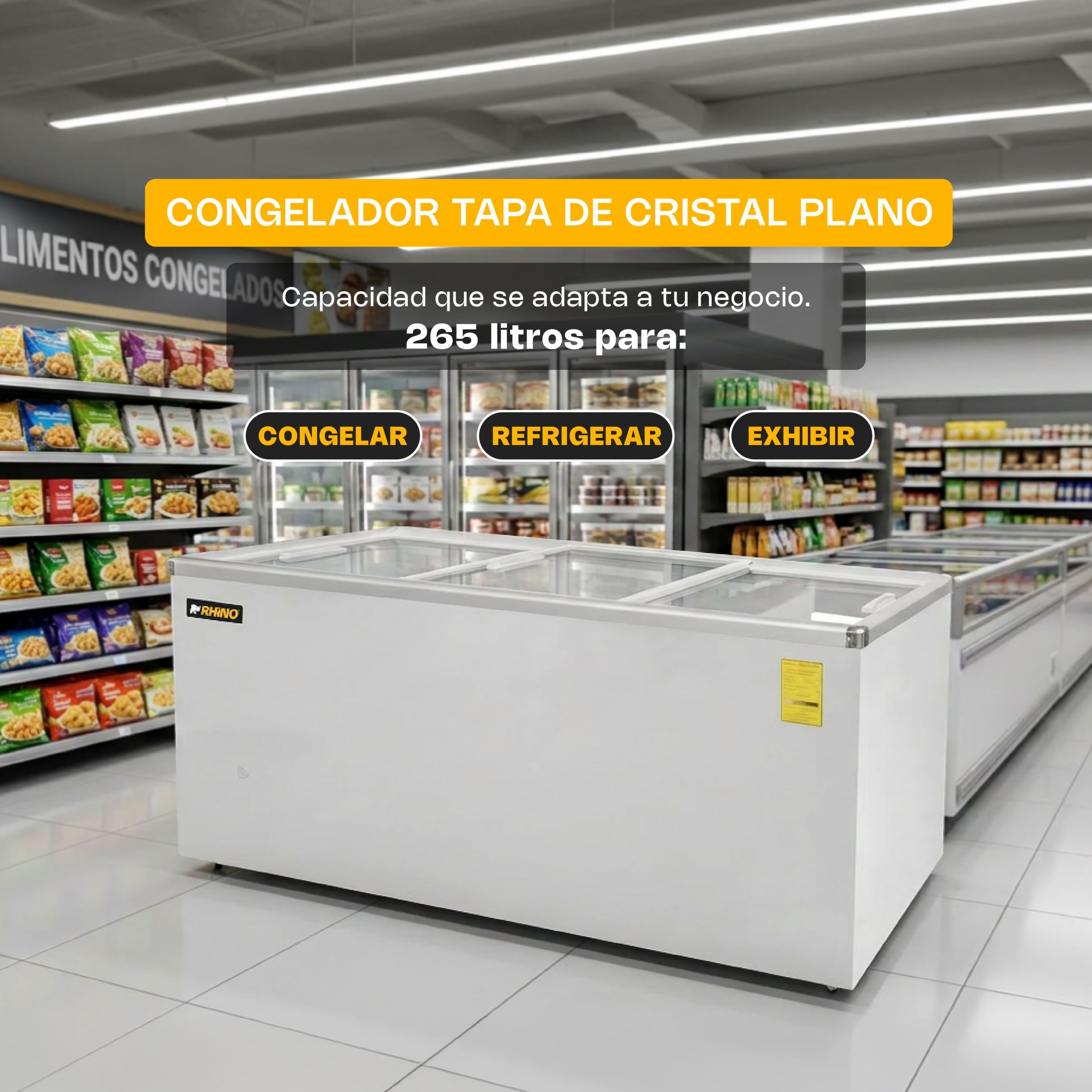 Congelador Tapa de Cristal Plano