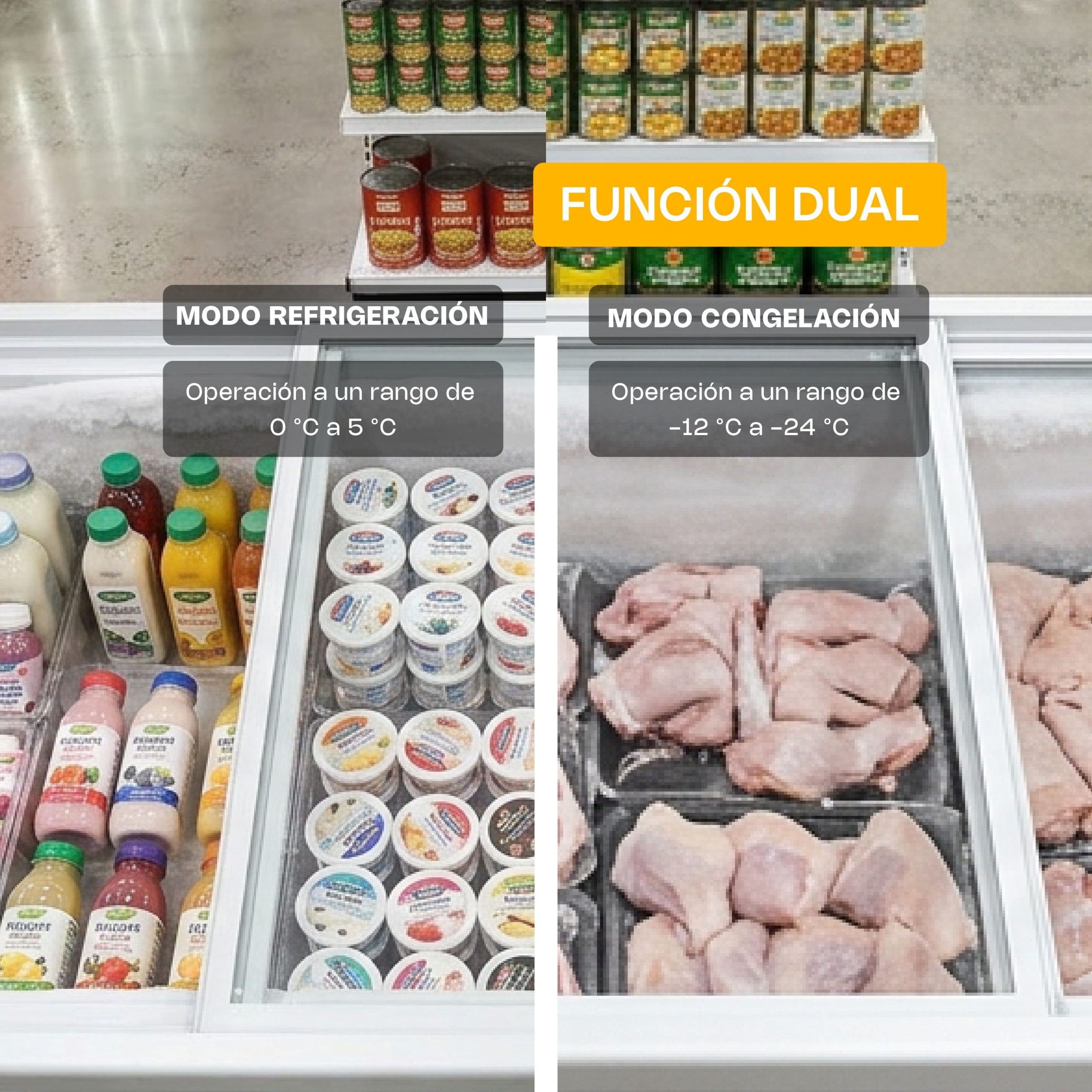 Congelador Tapa de Cristal Plano
