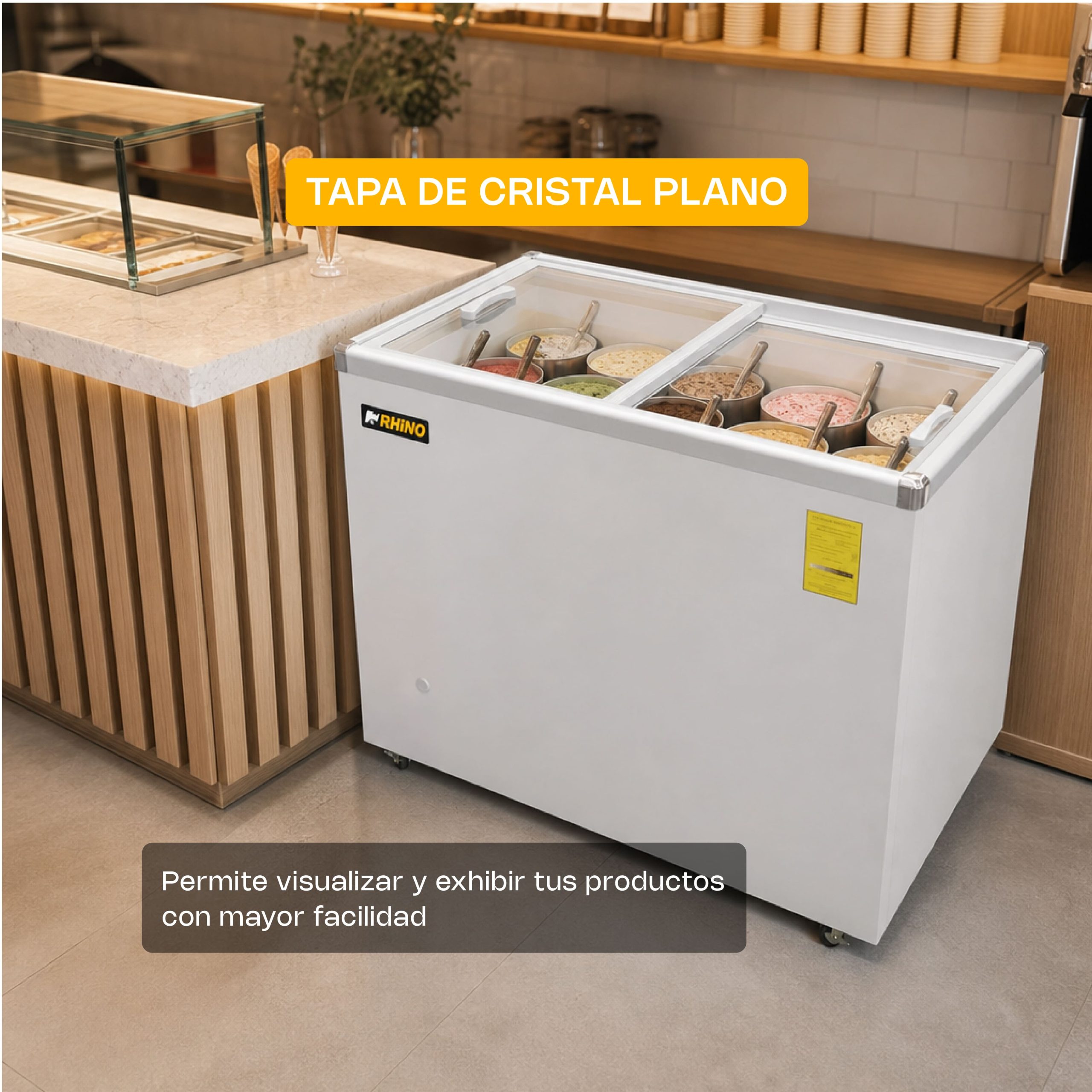 Congelador Tapa de Cristal Plano