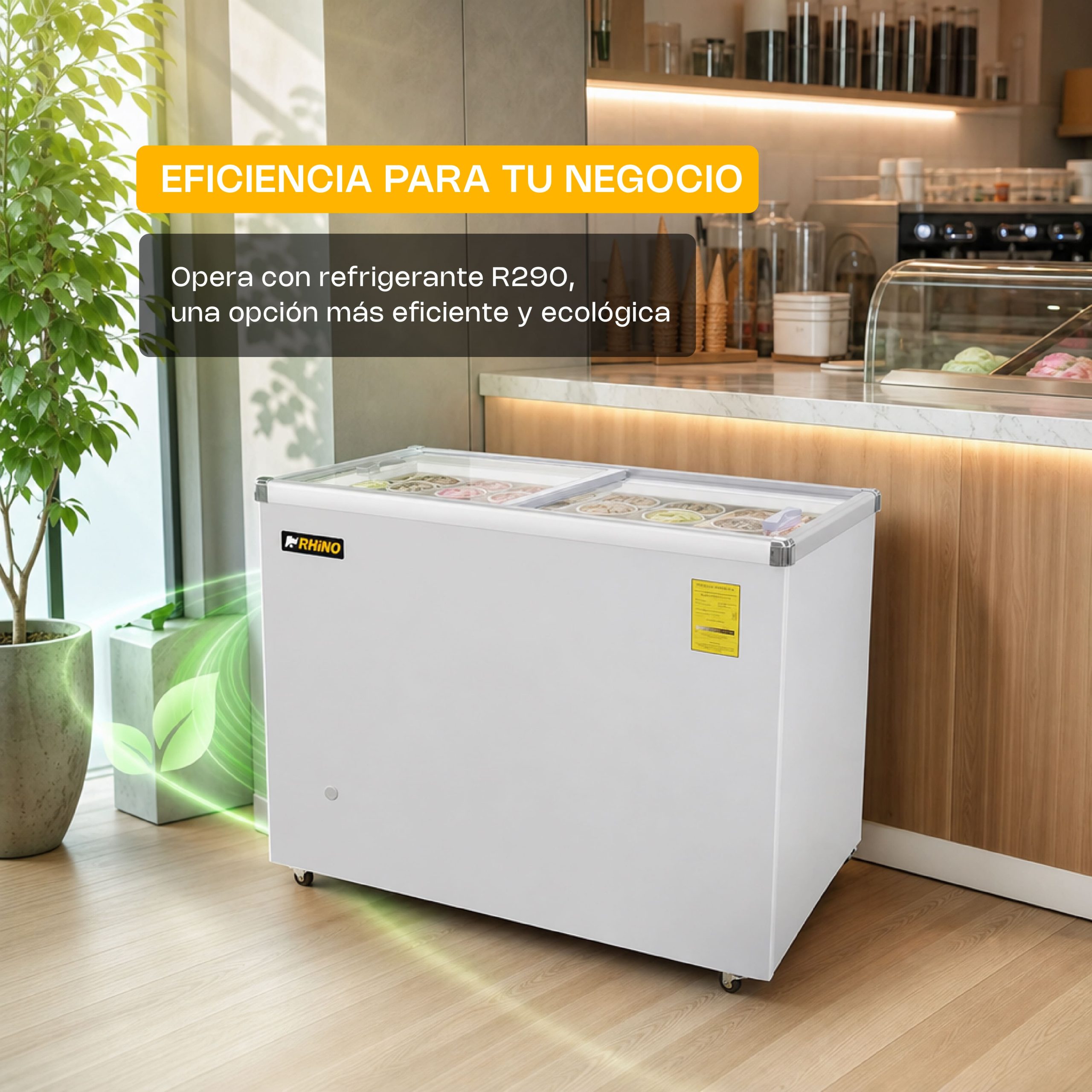 Congelador Tapa de Cristal Plano
